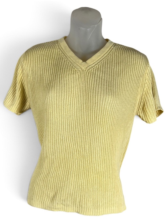 GAP Sweaters - VTG GAP Butter Yellow Chunky Ribbed Short Sleeve Sweater Womens M 90s Preppy